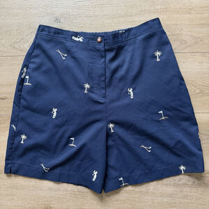 Coral Bay Golf Shorts Womens 12 Blue Embroidered All Over Golf Print Stretch